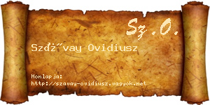 Szávay Ovidiusz névjegykártya